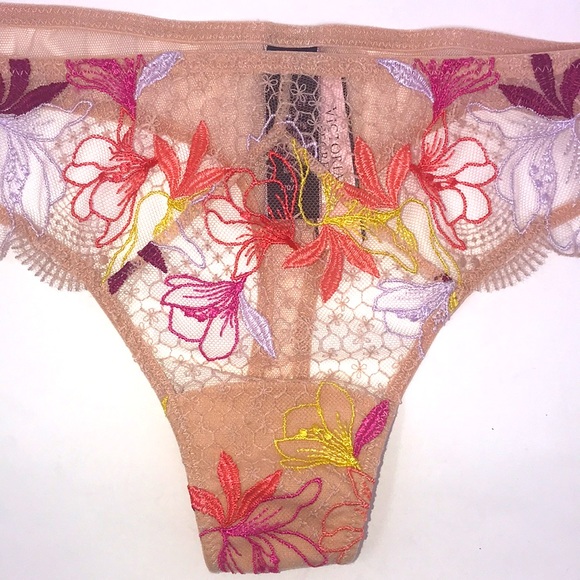 🧡 Rare Victoria’s Secret Embroidered Thong 🧡 - Picture 3 of 4